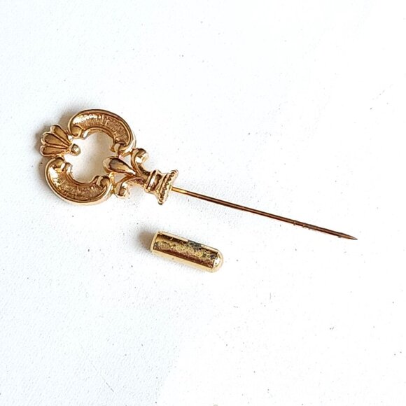 AVON HAT PIN LOT of 3 Gold Tone CHERUB FLEUR DE LIS Vintage Rotary Phone - Picture 4 of 7